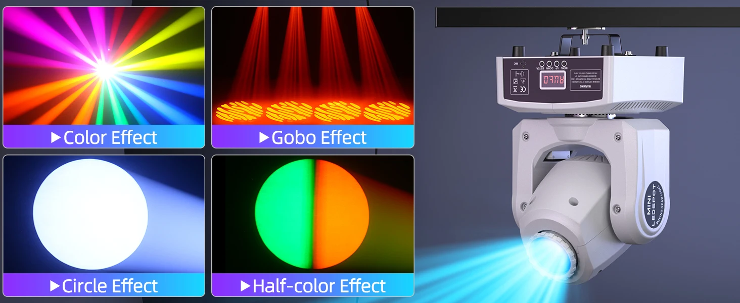 DayFlicker 2Pcs 120W White Stage RGBW LED Moving Head 8 Colors + 8 Gobos DMX512 Voice Control For Christmas Party Disco Wedding