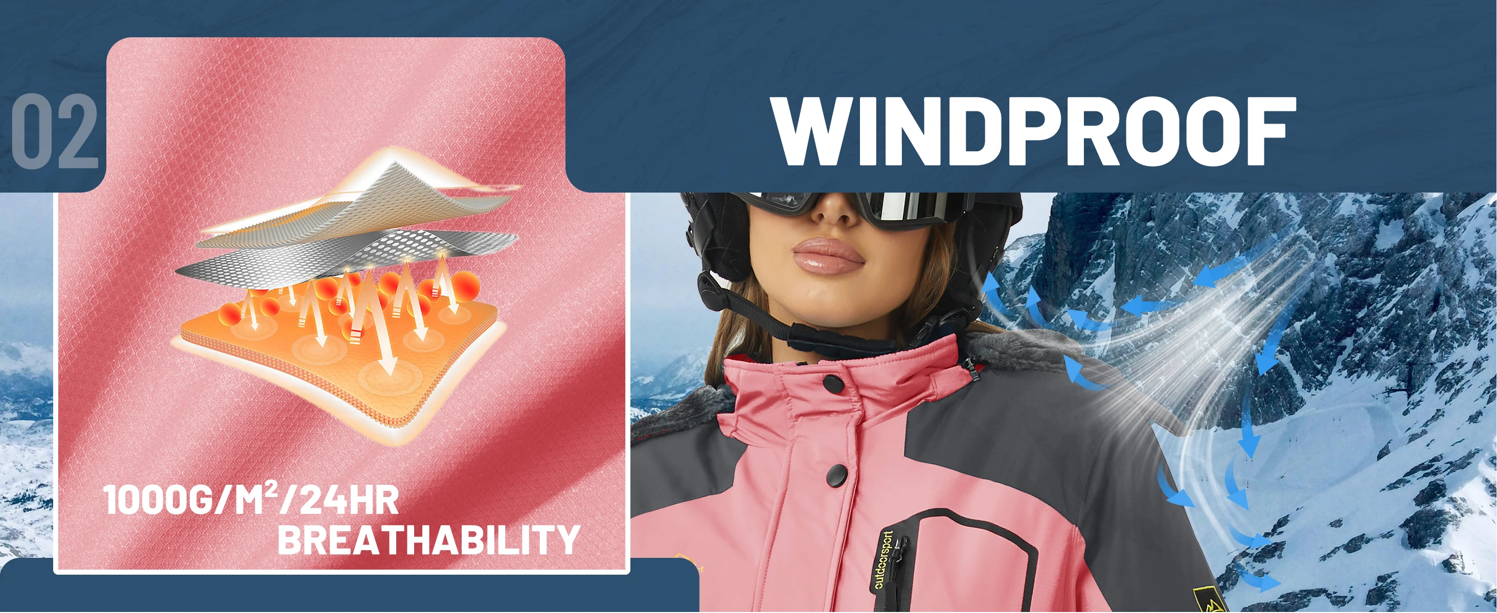 2025 Women's Waterproof Windbreaker Ski Jacket Fleece Lining Warm Winter Snow Coat Multiple pockets Hooded Hiking Outdoor