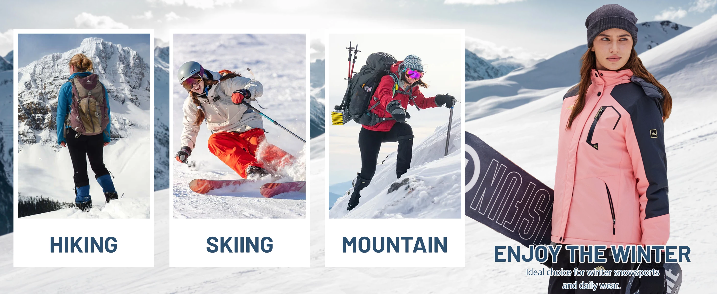 2025 Women's Waterproof Windbreaker Ski Jacket Fleece Lining Warm Winter Snow Coat Multiple pockets Hooded Hiking Outdoor