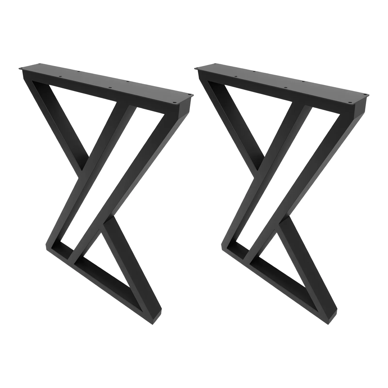 Set of 2 X-Shape Industrial Black Metal Table Legs, Black Metal Furniture Legs for Dining Desk DIY, Easy Installation