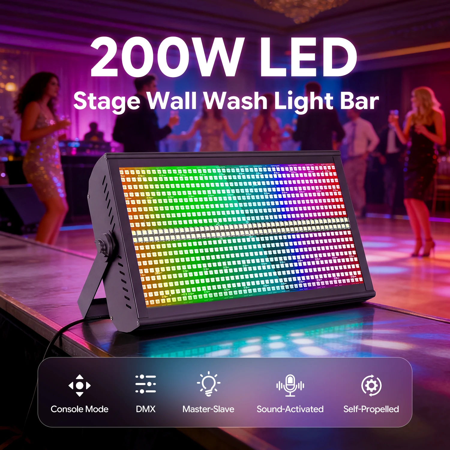 Gwong 200W Three-in-One Color Mixing Rainbow Effect Lighting DMX512 LED Projection Light For Club Bar Wedding Halloween