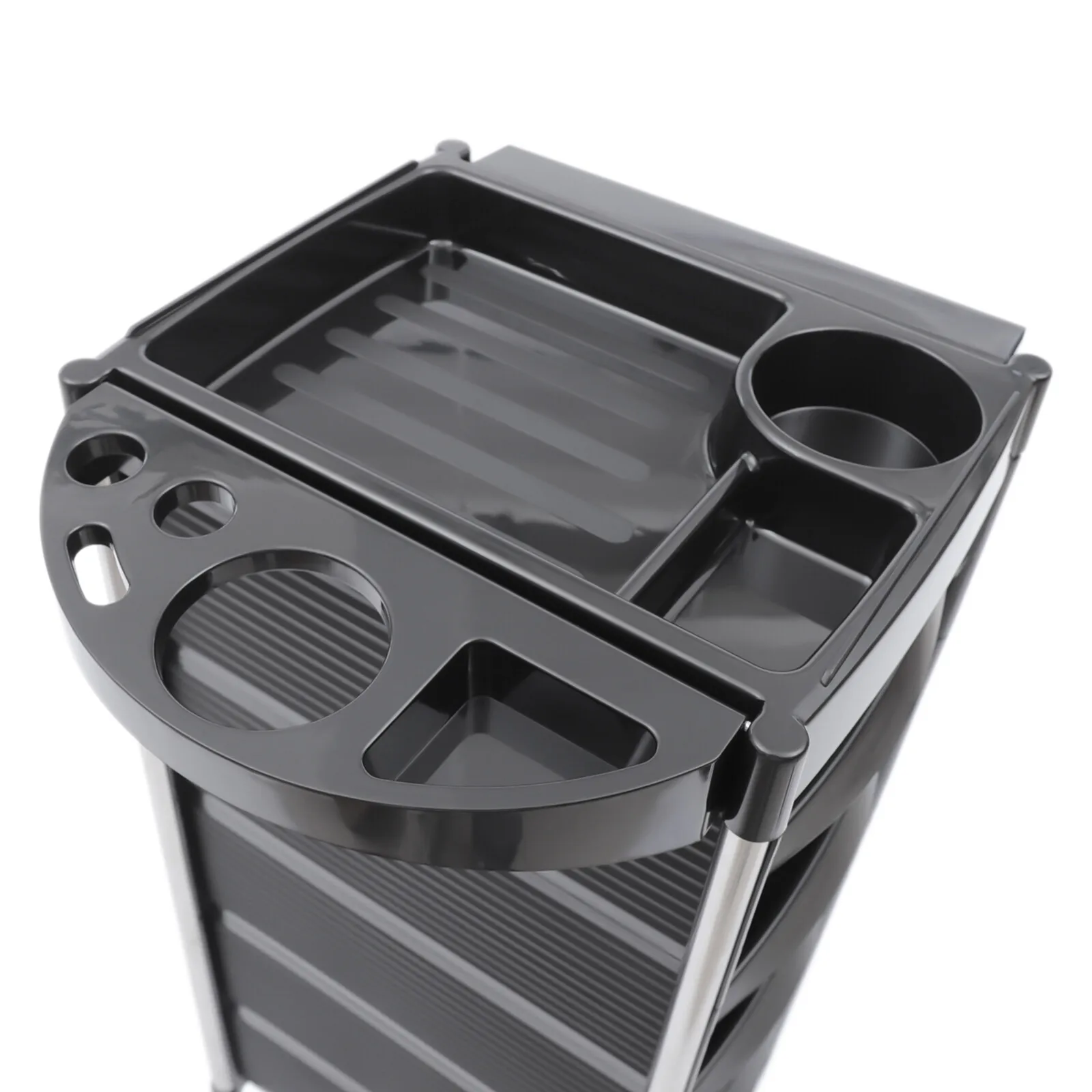 6-Layer Salon Trolley with 5 Pull-Out Trays 360° Swivel Wheels and Stainless Steel Frame for Hairdressing Tools Storage