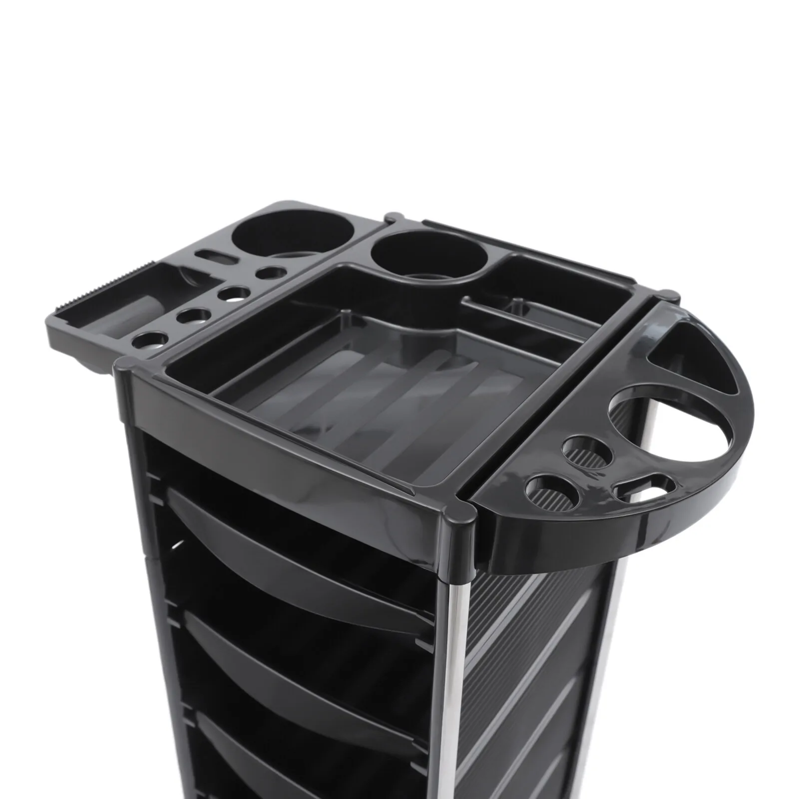 6-Layer Salon Trolley with 5 Pull-Out Trays 360° Swivel Wheels and Stainless Steel Frame for Hairdressing Tools Storage