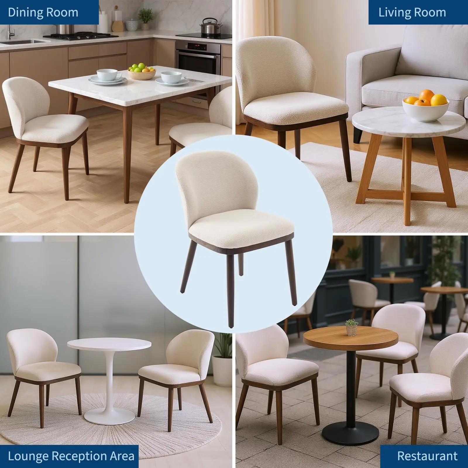 Dining Chairs Set of 2,Modern Upholstered Kitchen Chairs with Ergonomic Back Support,265 LBS Capacity Dining Room Chairs
