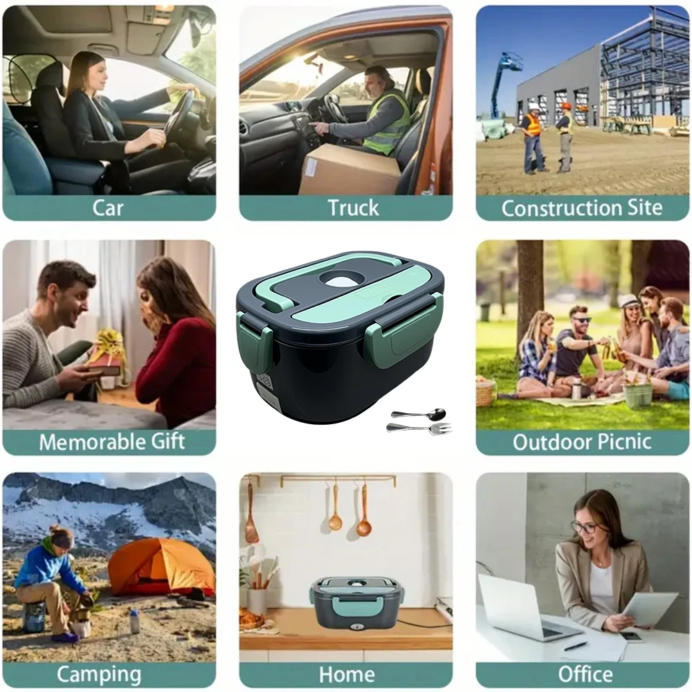 Portable Electric Lunch Box 1.5L Food Warmer Fast Heating Food Heater Container For Outdoor Travel Bento Home Car Heating Box