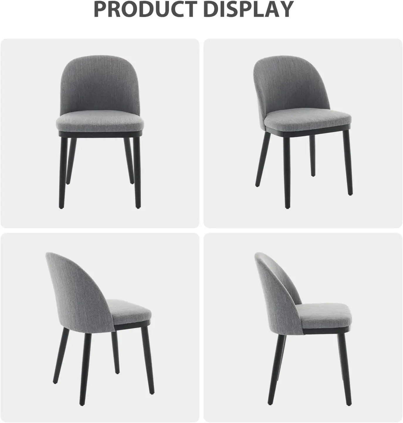 Modern Upholstered Dining Chairs Set of 2 – Curved Backrest, Thick Cushioned Seats, Wood Frame, Armless Accent Kitchen Chairs Fo