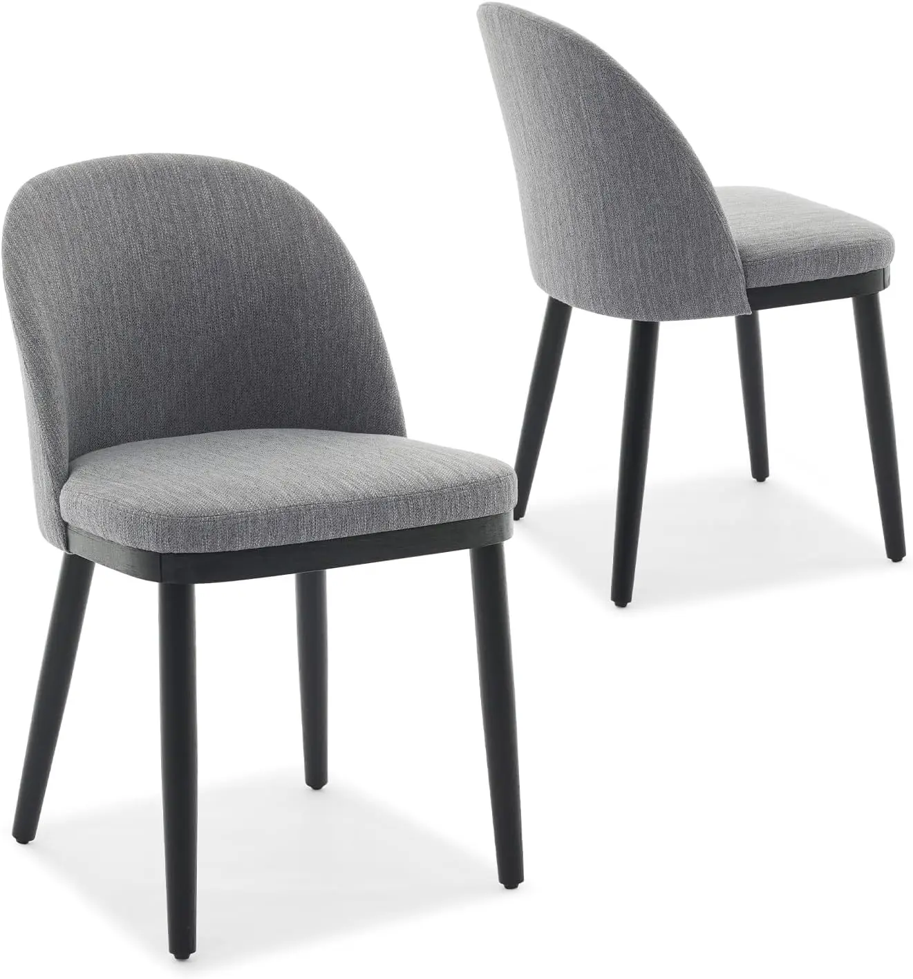 Modern Upholstered Dining Chairs Set of 2 – Curved Backrest, Thick Cushioned Seats, Wood Frame, Armless Accent Kitchen Chairs Fo