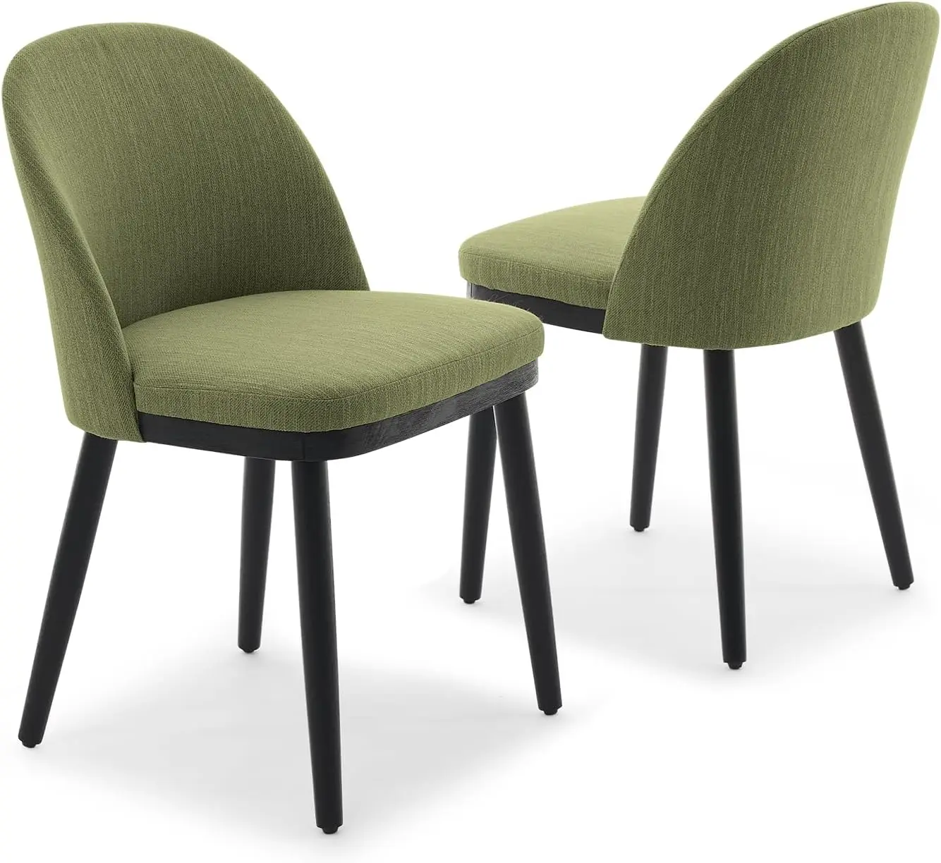 Modern Upholstered Dining Chairs Set of 2 – Curved Backrest, Thick Cushioned Seats, Wood Frame, Armless Accent Kitchen Chairs Fo