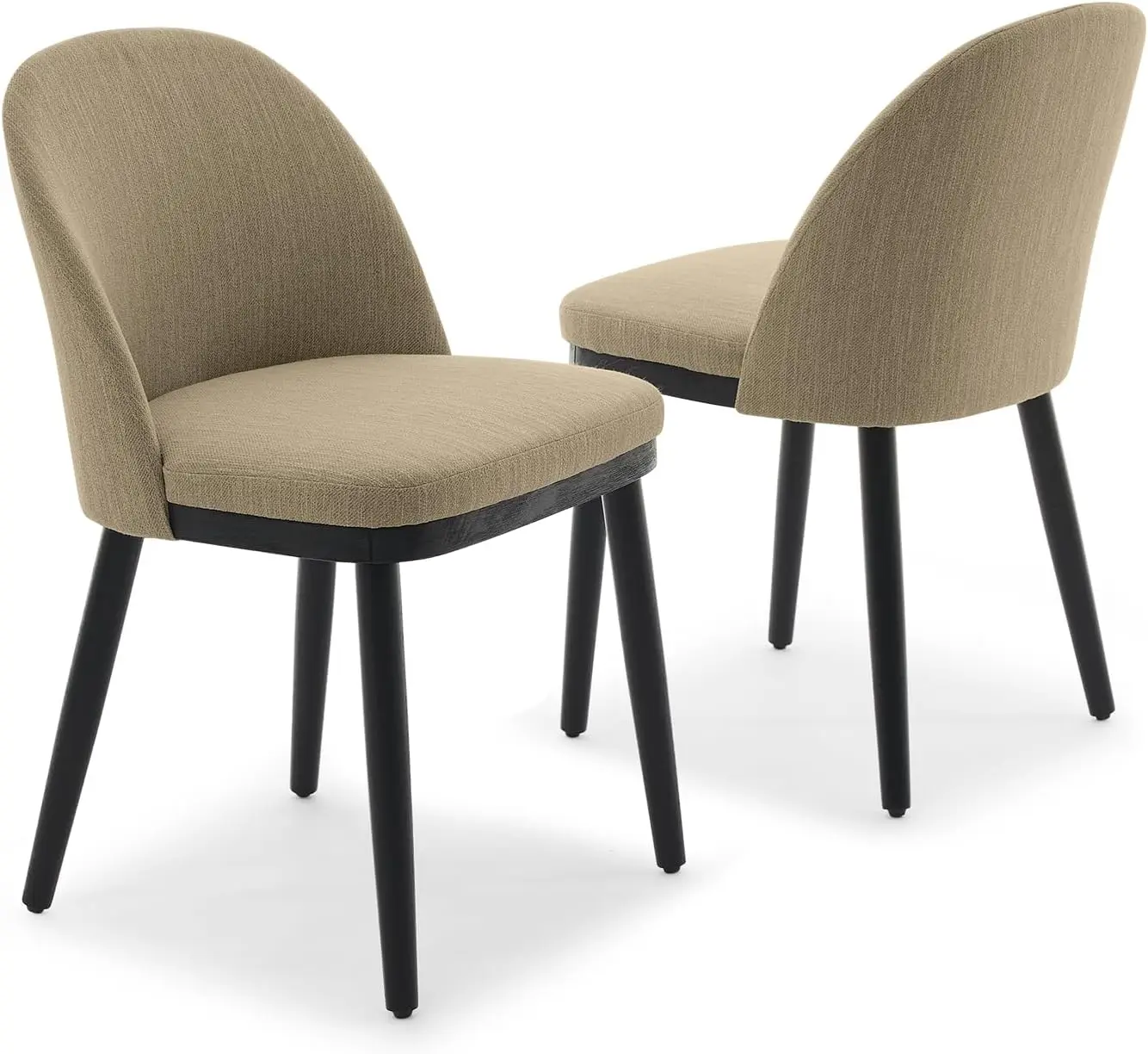 Modern Upholstered Dining Chairs Set of 2 – Curved Backrest, Thick Cushioned Seats, Wood Frame, Armless Accent Kitchen Chairs Fo