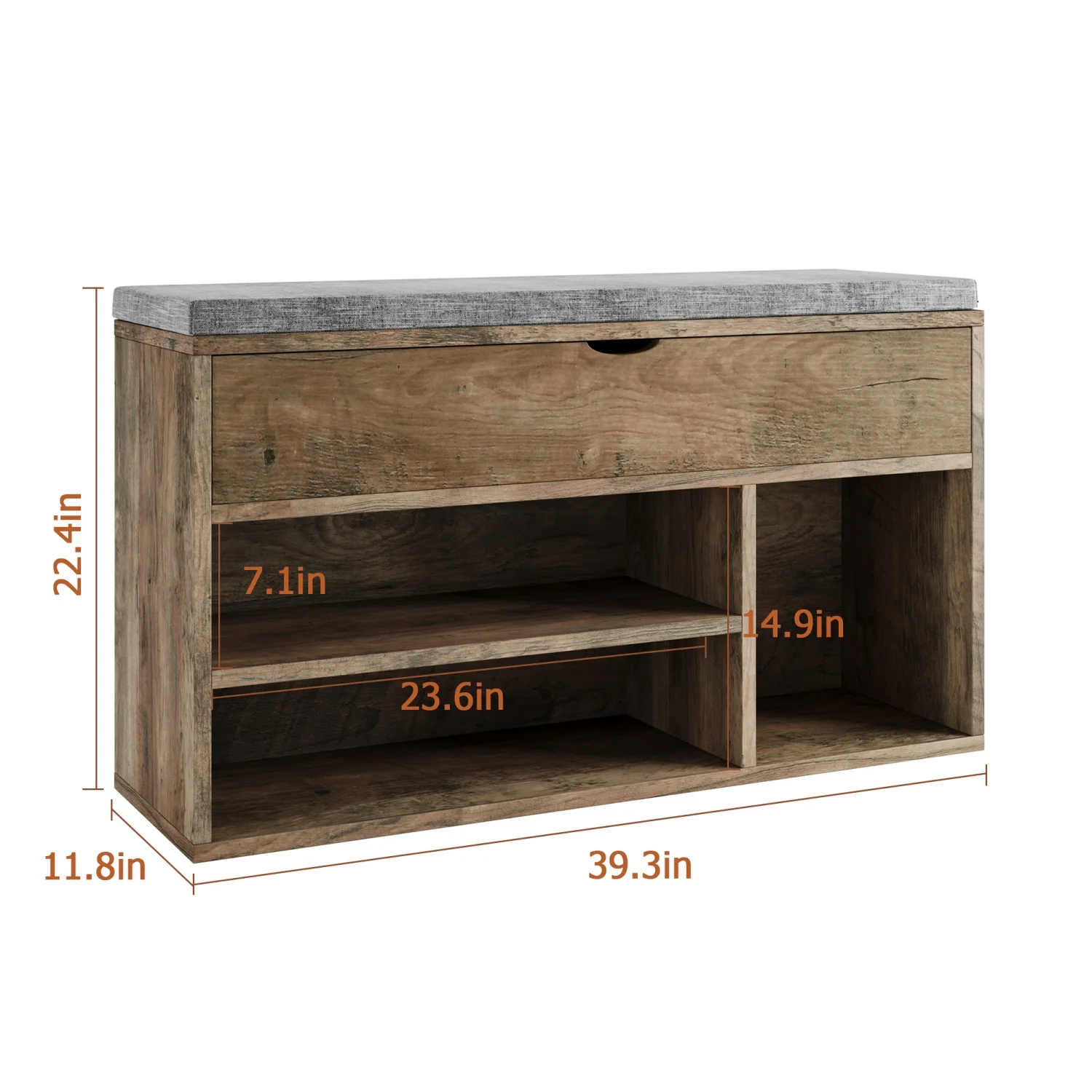 Shoe Storage Bench with Cushion, Entryway Bench with Padded Seat & Flip-Top Storage, 100cm Shoe Rack Organizer for Hallway
