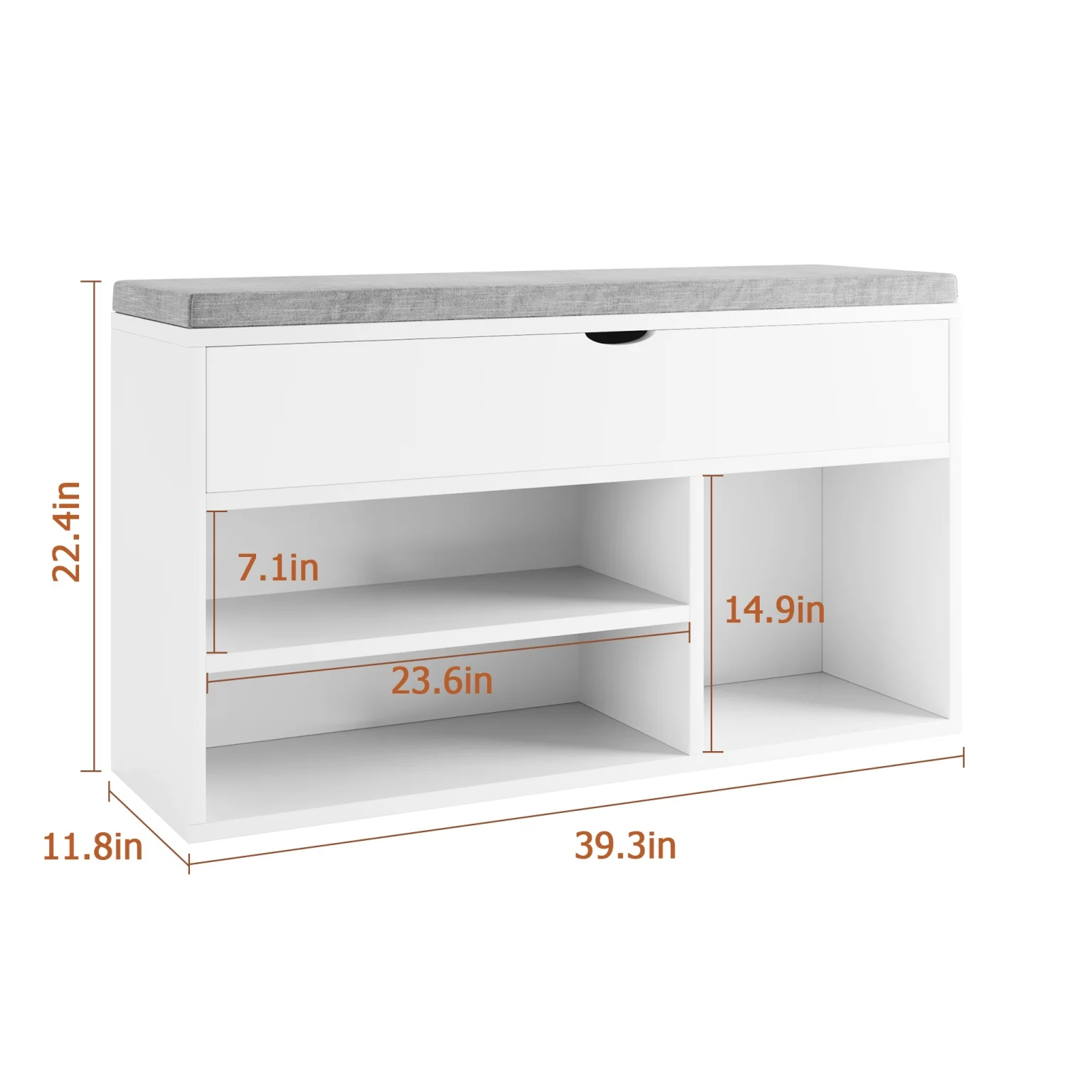 Shoe Storage Bench with Cushion, Entryway Bench with Padded Seat & Flip-Top Storage, 100cm Shoe Rack Organizer for Hallway