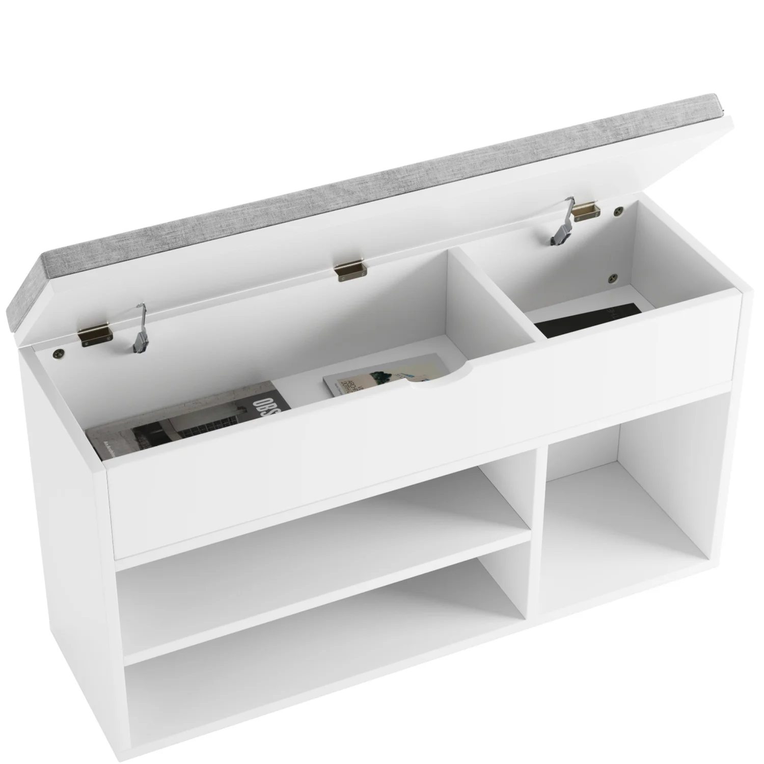 Shoe Storage Bench with Cushion, Entryway Bench with Padded Seat & Flip-Top Storage, 100cm Shoe Rack Organizer for Hallway