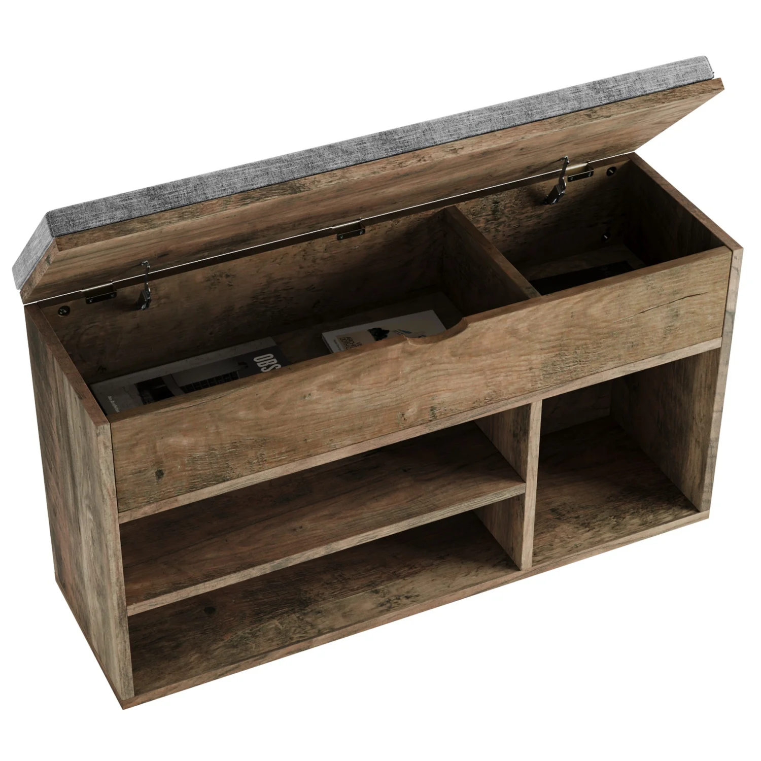 Shoe Storage Bench with Cushion, Entryway Bench with Padded Seat & Flip-Top Storage, 100cm Shoe Rack Organizer for Hallway
