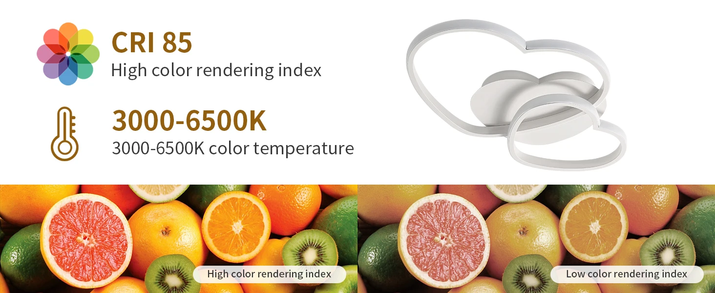 LED Ceiling Light, Golden Heart Ceiling Lamp Modern, Dimmable 3000K-6500K Lamp with Remote Control for Bedroom, Dining Room