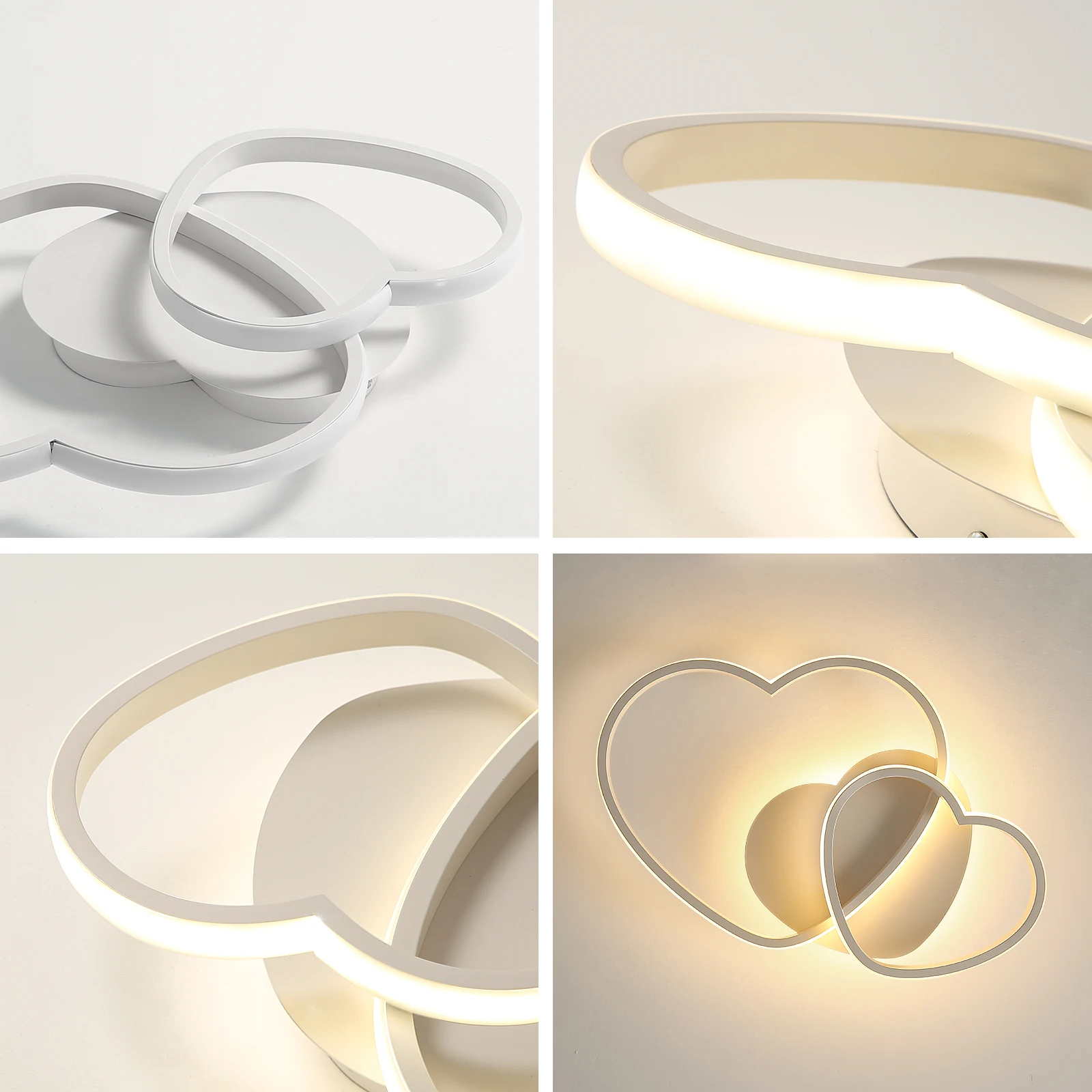 LED Ceiling Light, Golden Heart Ceiling Lamp Modern, Dimmable 3000K-6500K Lamp with Remote Control for Bedroom, Dining Room