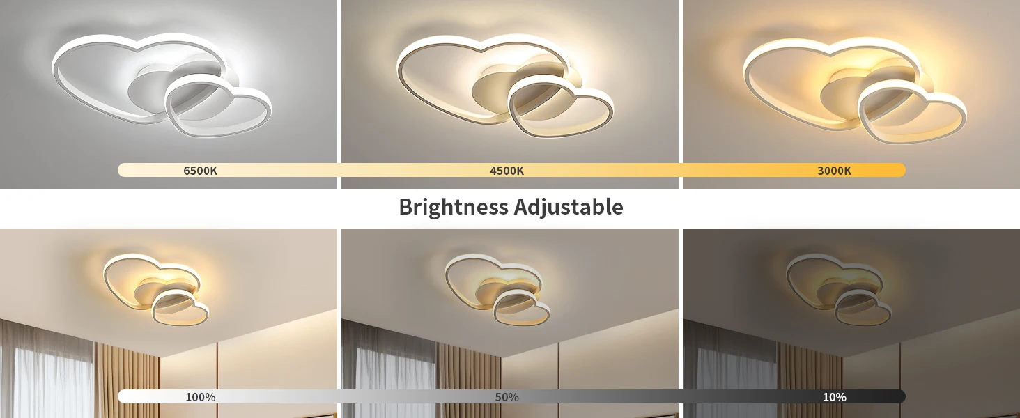 LED Ceiling Light, Golden Heart Ceiling Lamp Modern, Dimmable 3000K-6500K Lamp with Remote Control for Bedroom, Dining Room