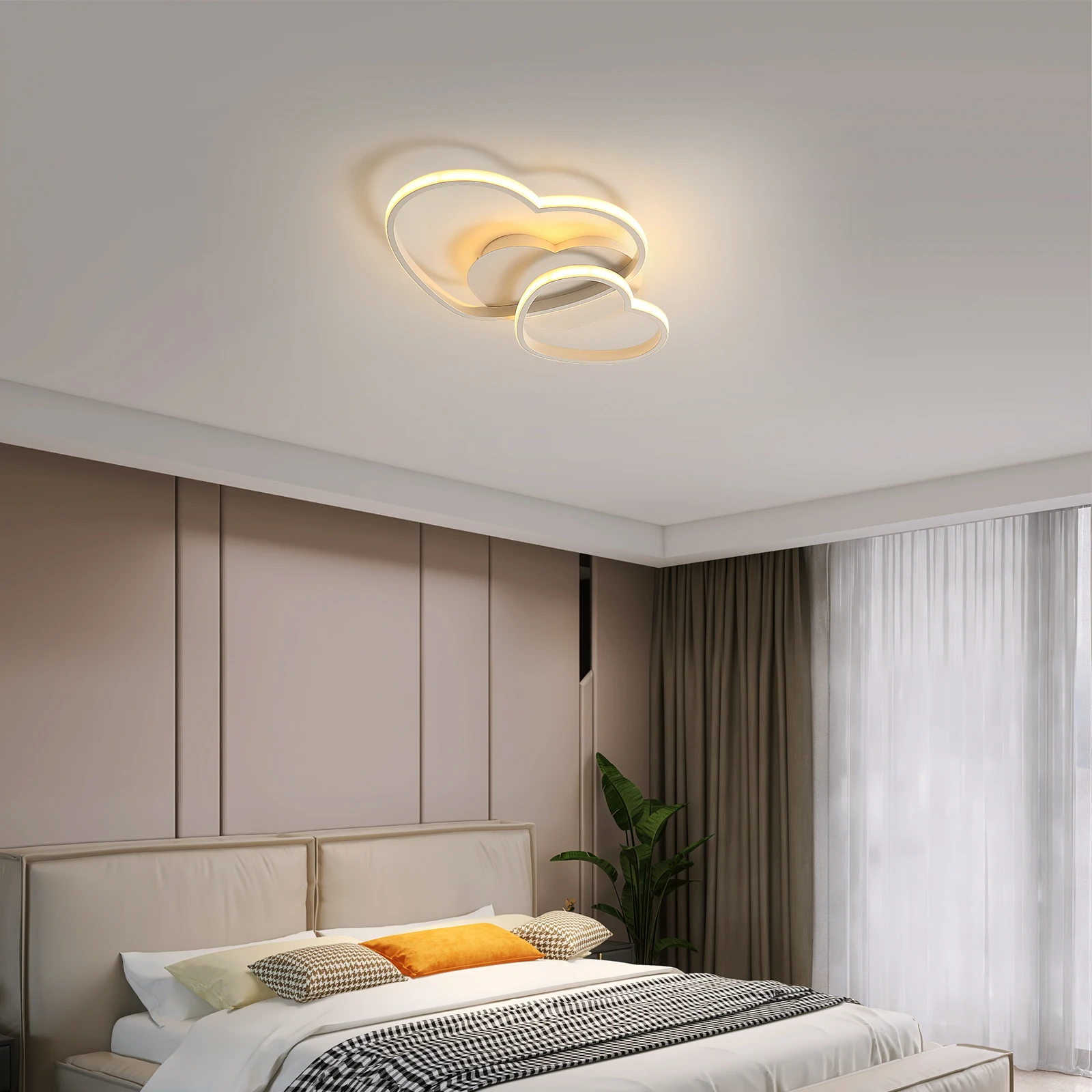 LED Ceiling Light, Golden Heart Ceiling Lamp Modern, Dimmable 3000K-6500K Lamp with Remote Control for Bedroom, Dining Room