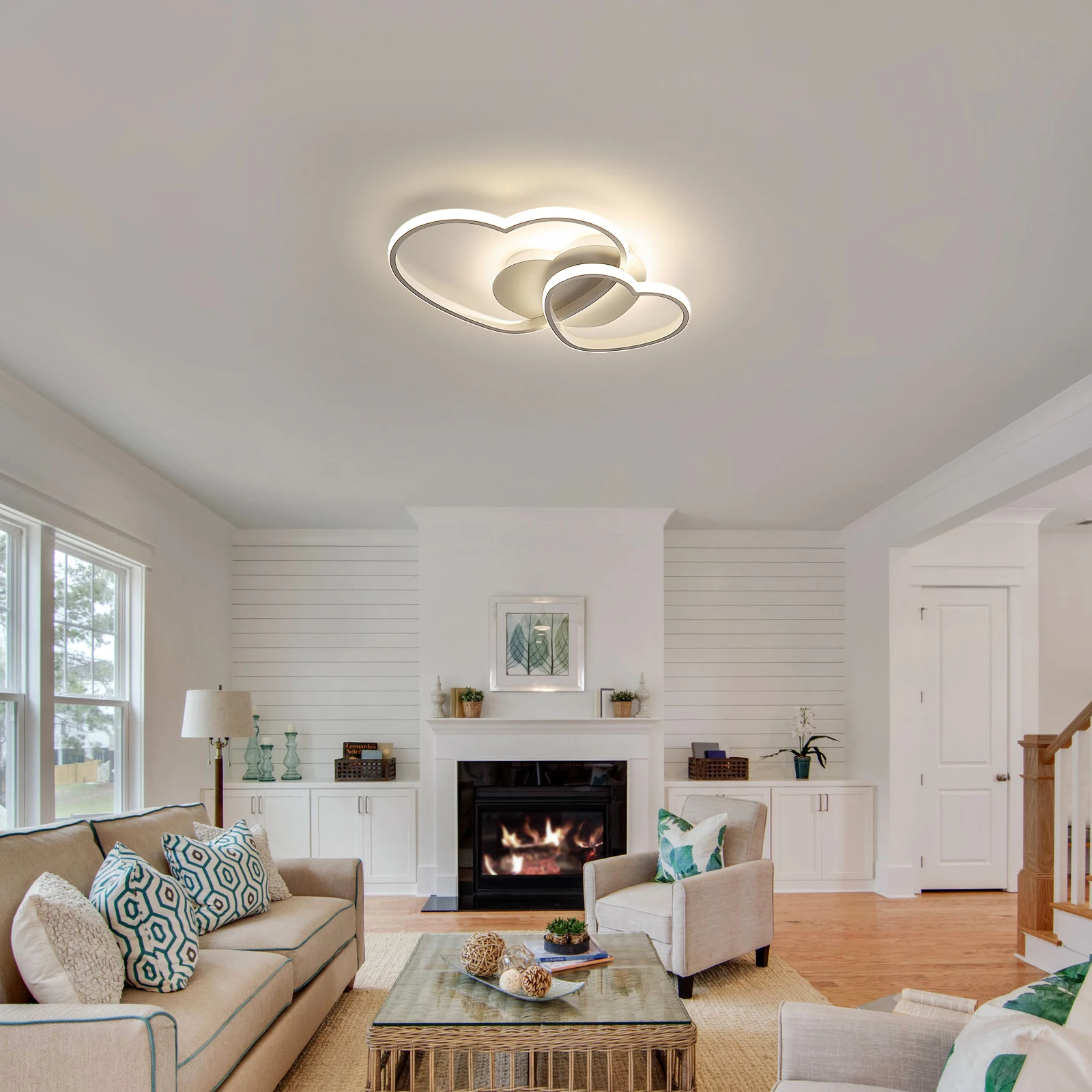 LED Ceiling Light, Golden Heart Ceiling Lamp Modern, Dimmable 3000K-6500K Lamp with Remote Control for Bedroom, Dining Room