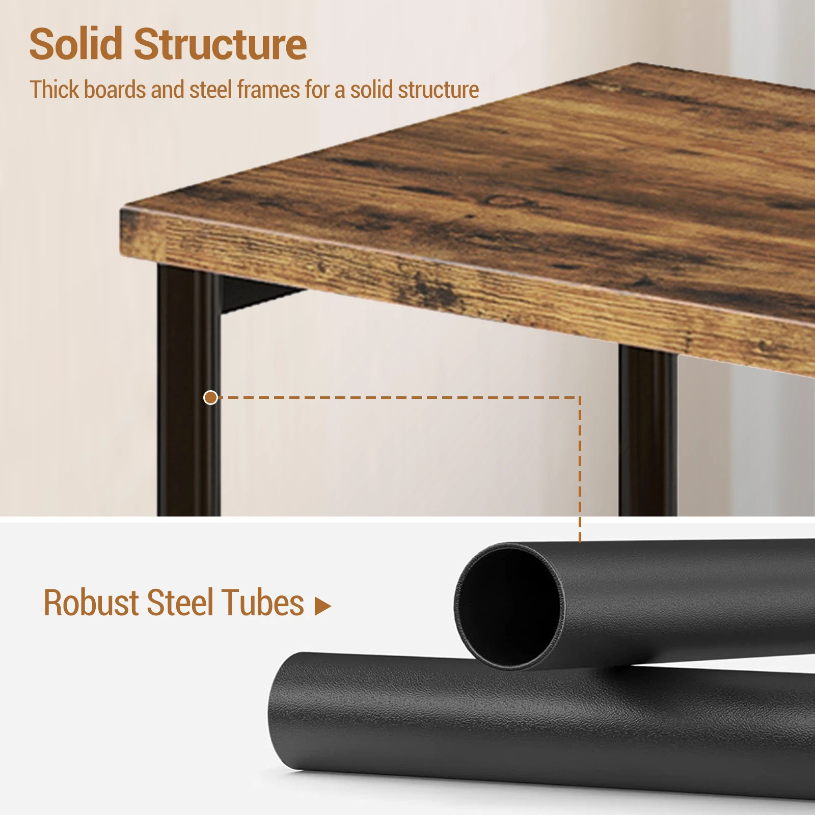 3-Tier End Table with Storage Shelves – Rustic Narrow Sofa Side Table for Small Spaces – Metal Frame Accent Bedside Table for Li