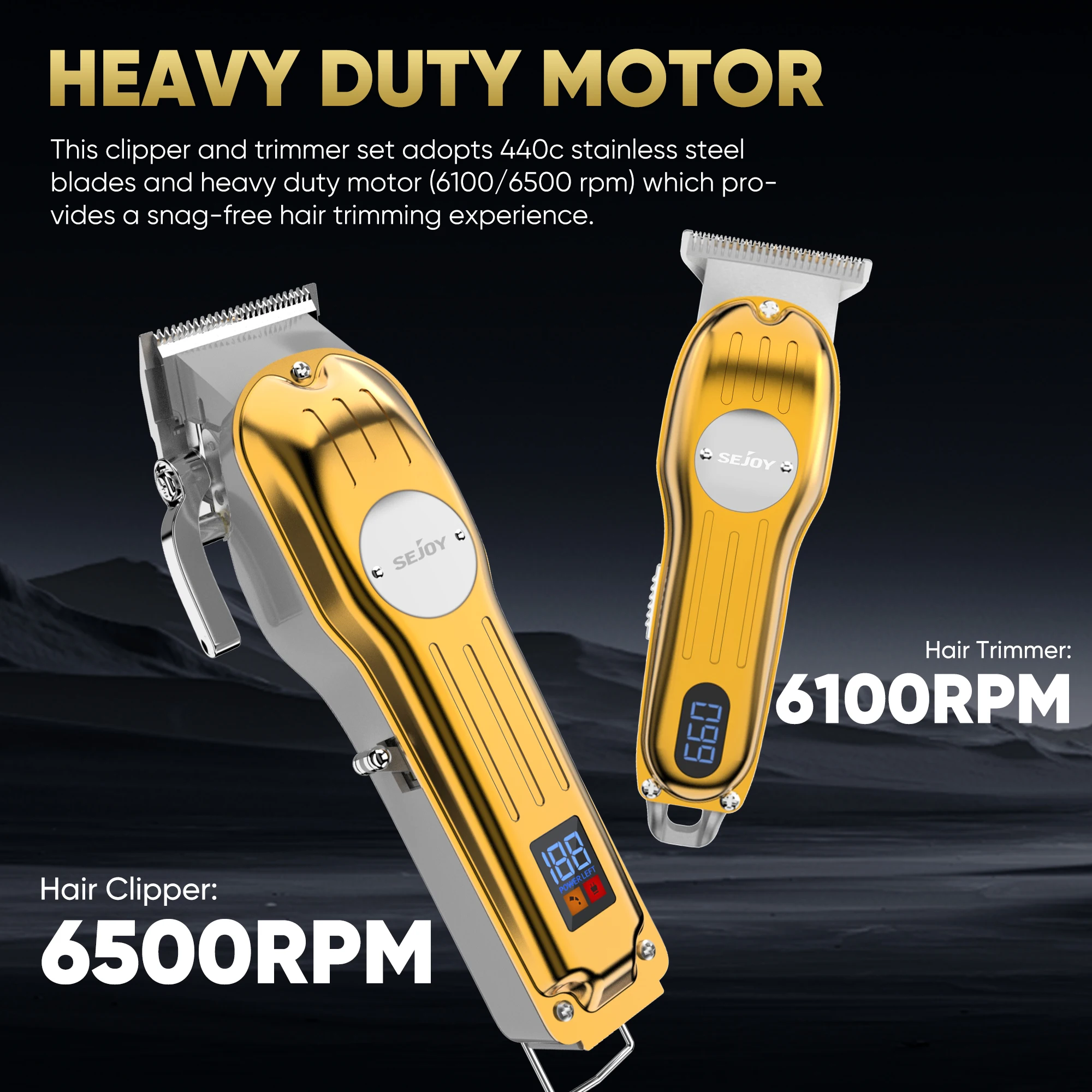 Sejoy Professional Combo Kits Hair Clipper Electric Hair Trimmer Set For Men Rechargeable Cordless Haircut Machine for Barber