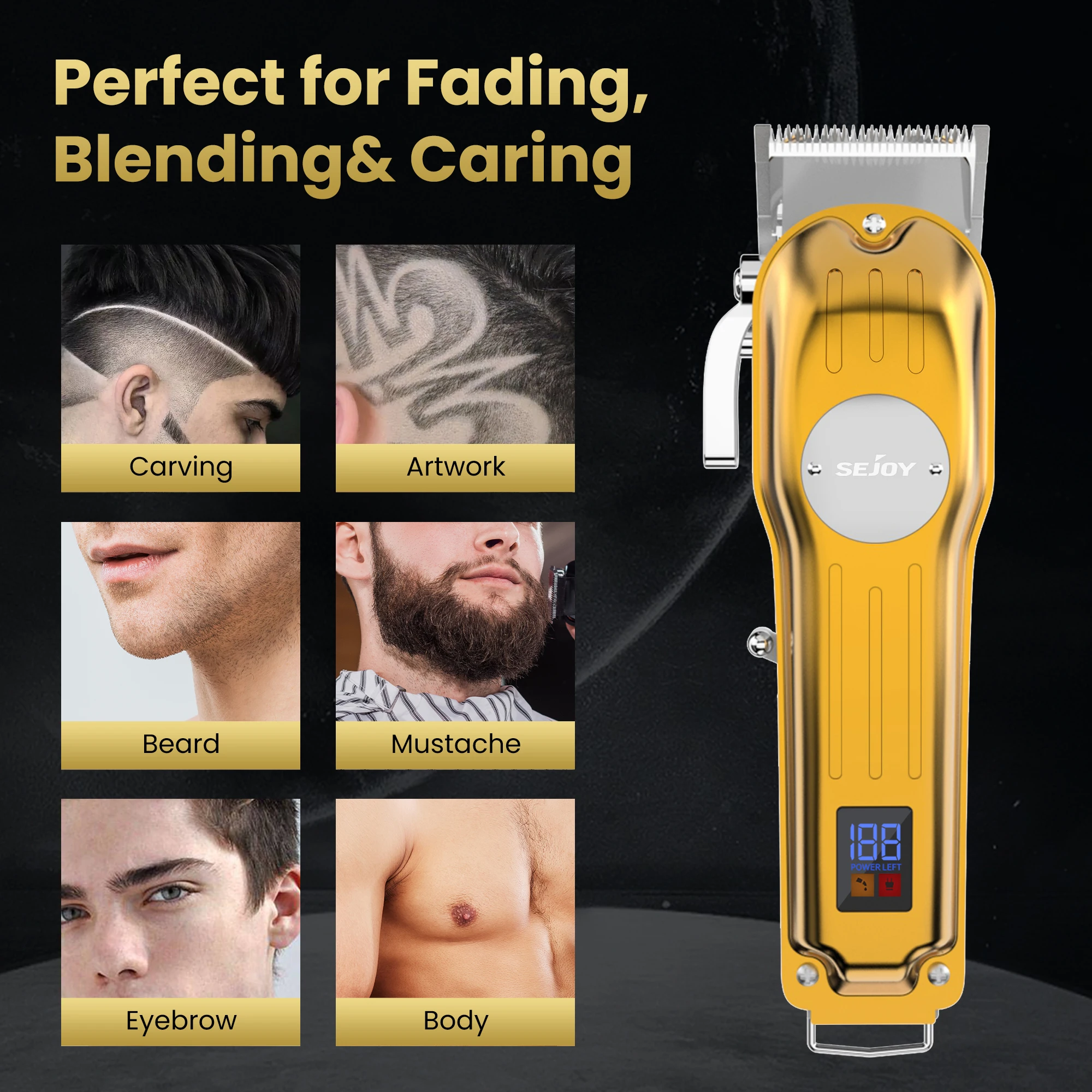 Sejoy Professional Combo Kits Hair Clipper Electric Hair Trimmer Set For Men Rechargeable Cordless Haircut Machine for Barber