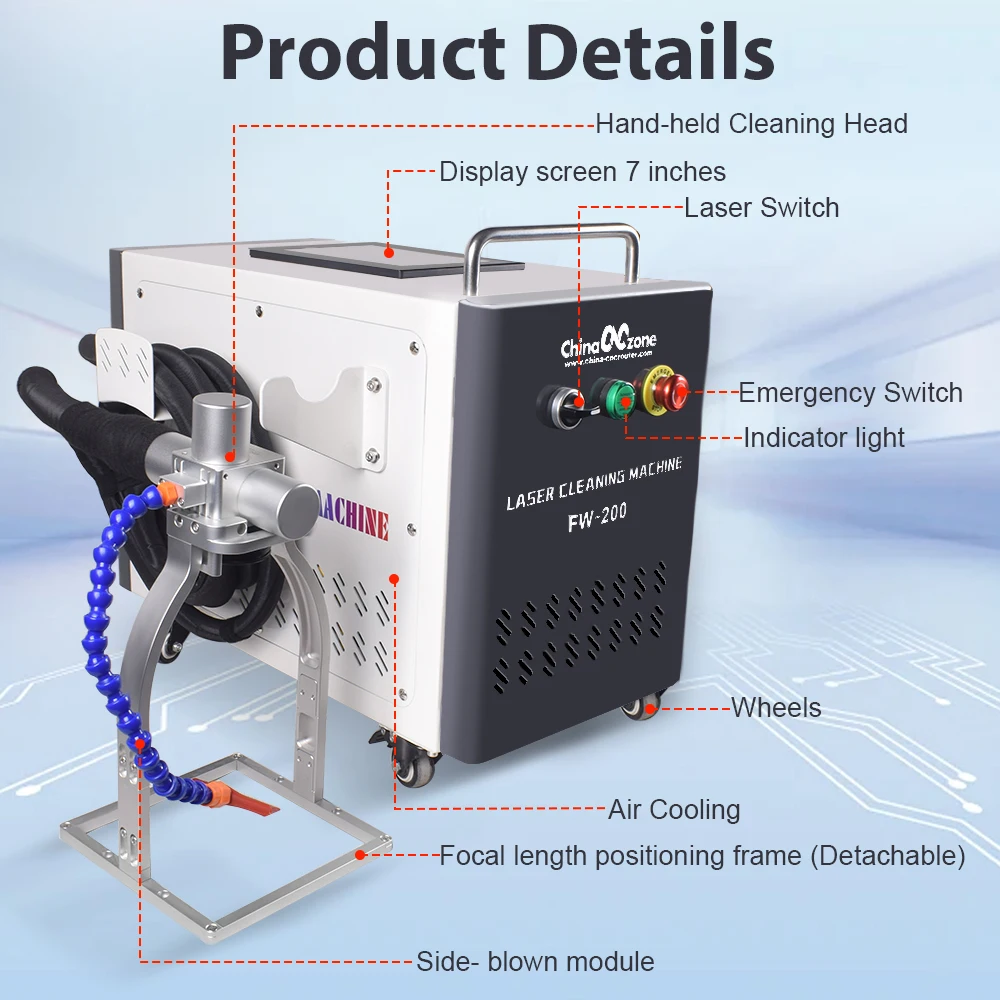 500W Pulse Laser Cleaning Machine JPT Pulse Cleaner 100W 200W 300W 500W Wood Cleaning For Rust Oil Paint Metal Wood Mode