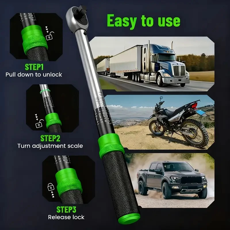TaskStar Torque Wrench Set 8pcs Heavy-Duty Full Professional Novelty Socket Sets 3% Accuracy 10-227Nm for Car Motorcycle Bike