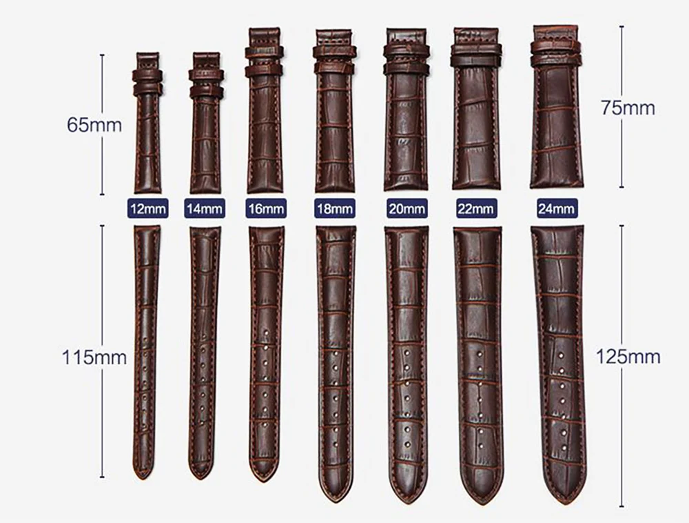 Premium Genuine Leather Watchbands 12/14/16/18/19/20/21/22/24 mm Watch Band Strap High Quality Wrist Belt Bracelet + Tool