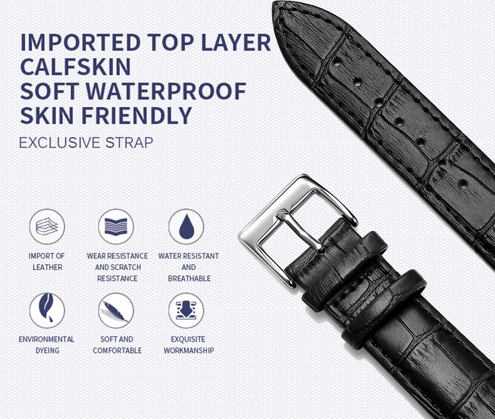 Premium Genuine Leather Watchbands 12/14/16/18/19/20/21/22/24 mm Watch Band Strap High Quality Wrist Belt Bracelet + Tool