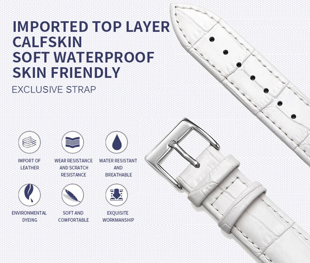 Premium Genuine Leather Watchbands 12/14/16/18/19/20/21/22/24 mm Watch Band Strap High Quality Wrist Belt Bracelet + Tool