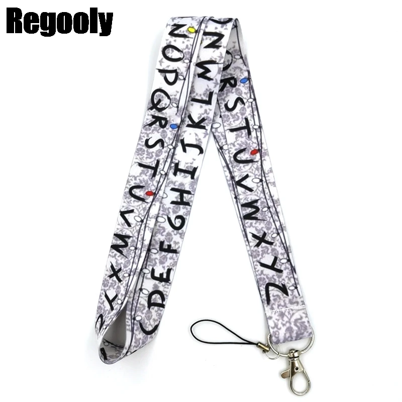 Alphabet letters Keychain Lanyards Id Badge Holder ID Card Pass Gym Mobile Phone Badge Holder Key Straps