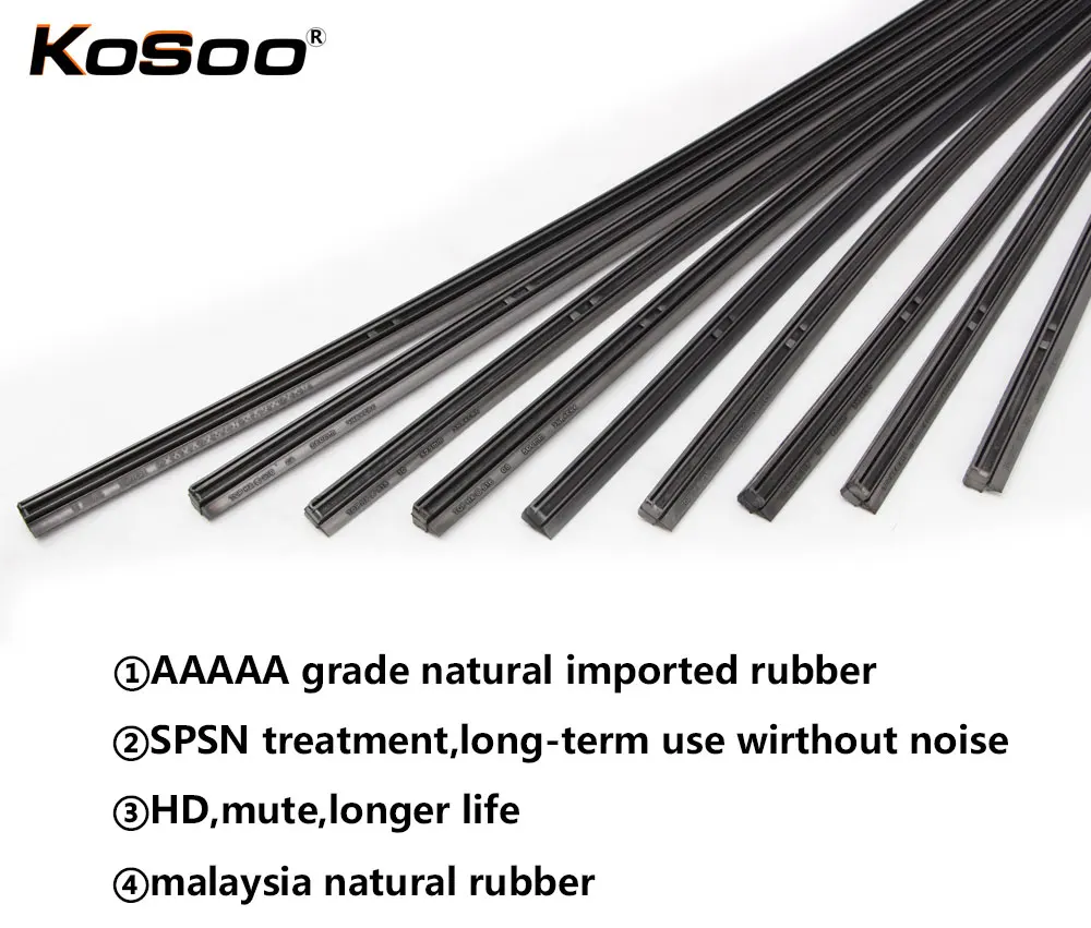 KOSOO 1PCS Car Wiper Blade Insert Natural Rubber Strip 10mm 14"16"17"18"19"20"21"22"24"26"28" Windscreen FR Wipe Car Accessories