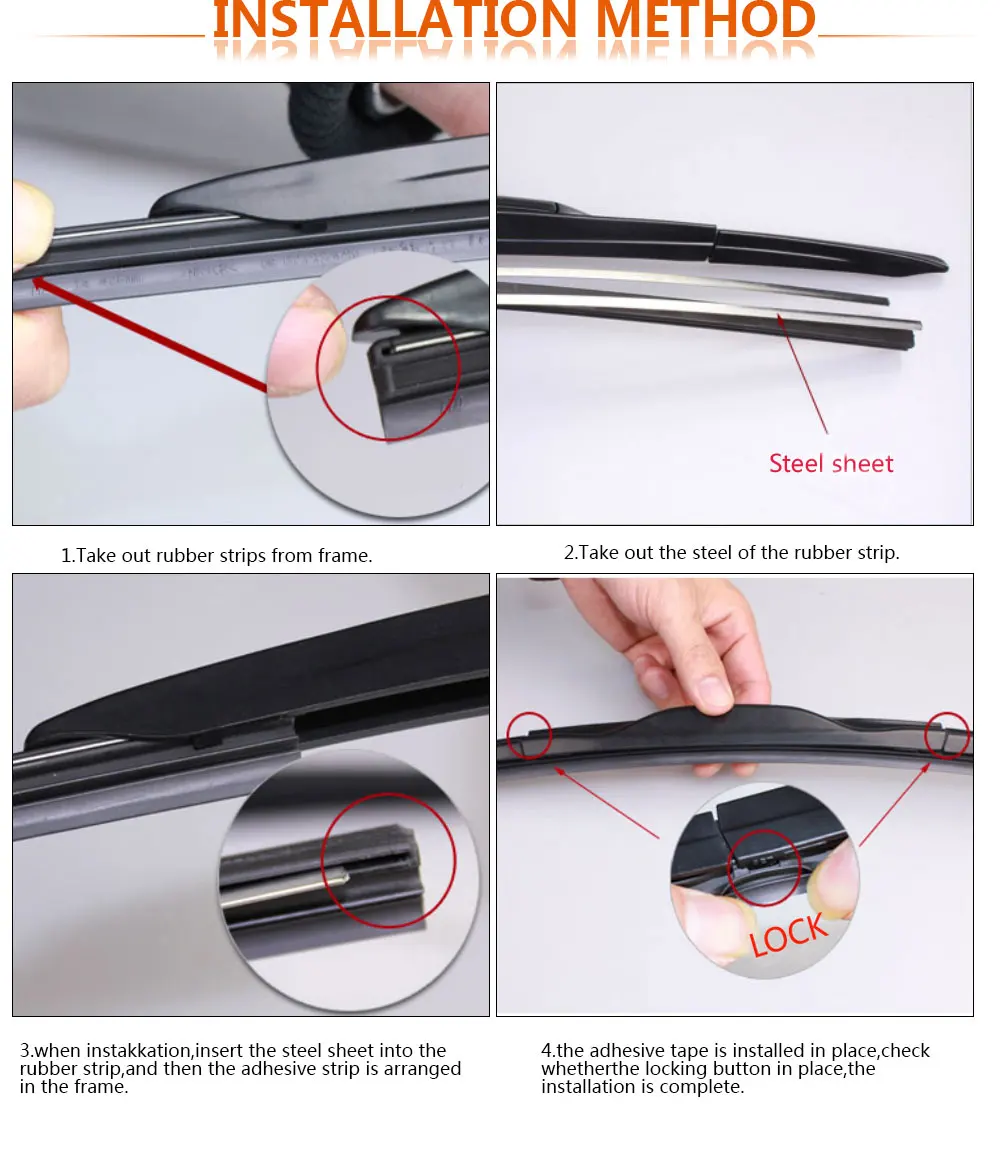 KOSOO 1PCS Car Wiper Blade Insert Natural Rubber Strip 10mm 14"16"17"18"19"20"21"22"24"26"28" Windscreen FR Wipe Car Accessories