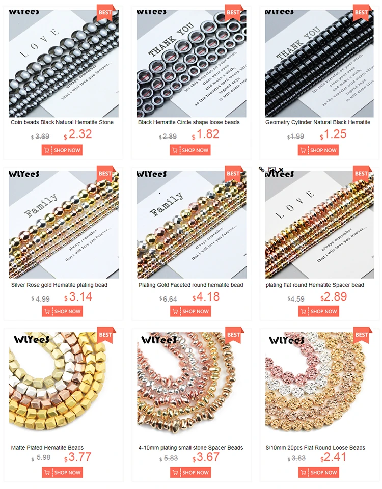 WLYeeS Fillet rectangle Natural Black Hematite Stone beads Square Loose Spacer Beads For DIY Jewelry Making Necklace Bracelet