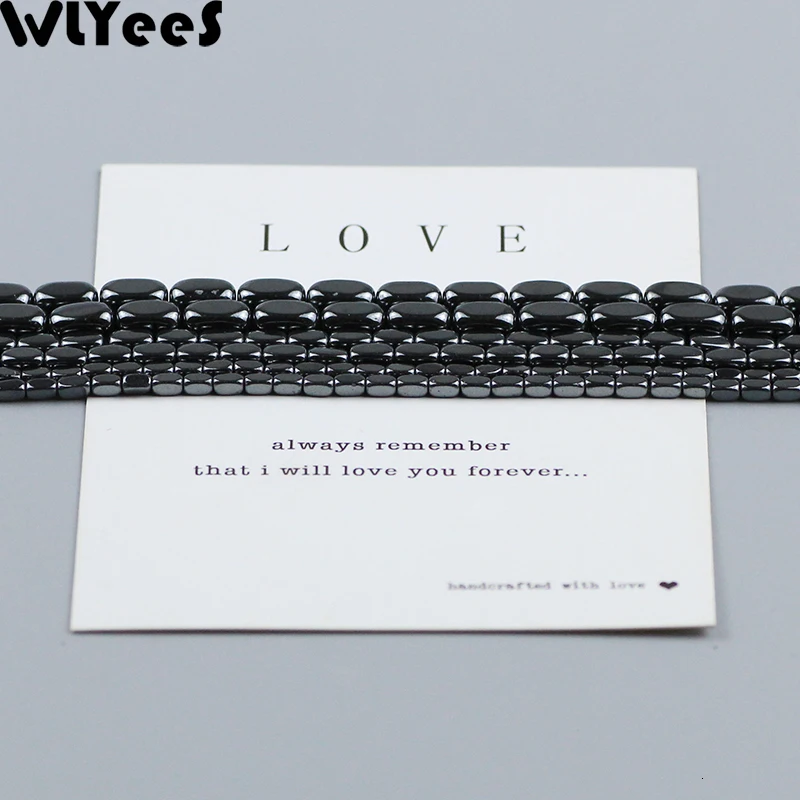 WLYeeS Fillet rectangle Natural Black Hematite Stone beads Square Loose Spacer Beads For DIY Jewelry Making Necklace Bracelet