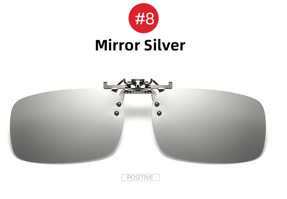 VIVIBEE Mirror Blue Flip Up Clip on Sunglasses Fishing Men Square Polarized Lens Metal Night Vision Driving UV400 Women Glasses