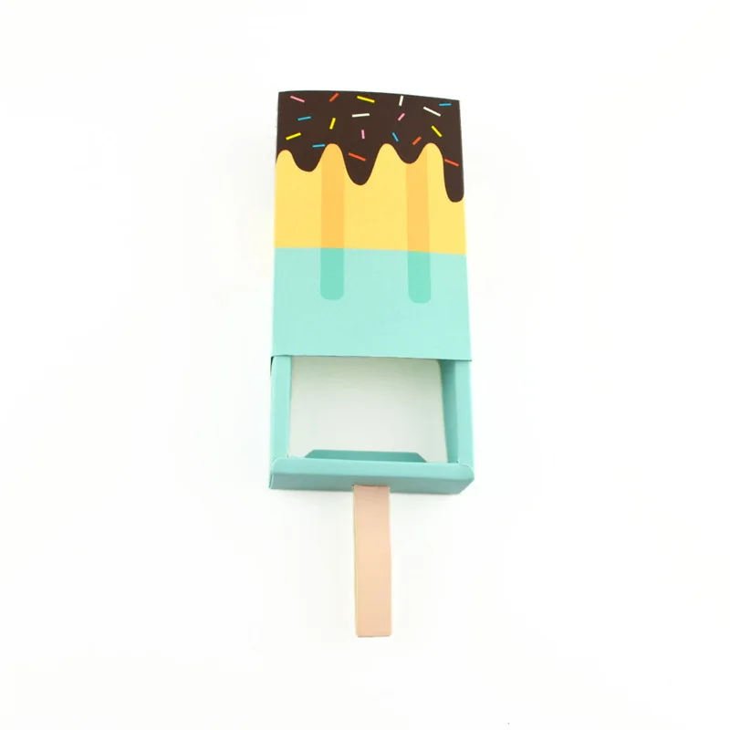 5pcs/10pcs Ice cream Shape Candy Boxes Cartoon Pull-out Tray Kraft Paper Popcorn Box Party Favors Box Birthday Decor