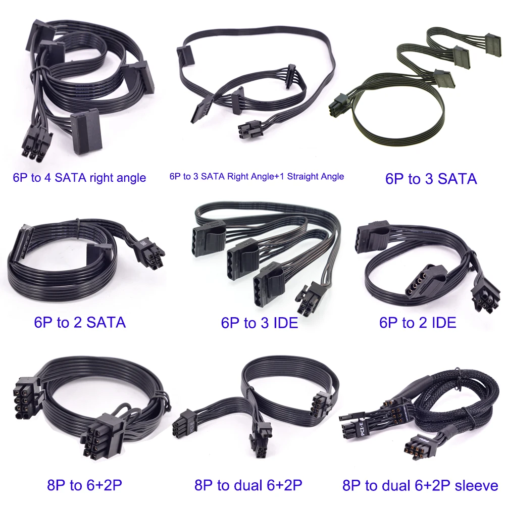 For Seasonic FOCUS PLUS Gold FX Peripheral 4 Pin SATA IDE PCIe CPU Main Power ATX 24 Pin GPU VGA Card Power Supply Mining Cable