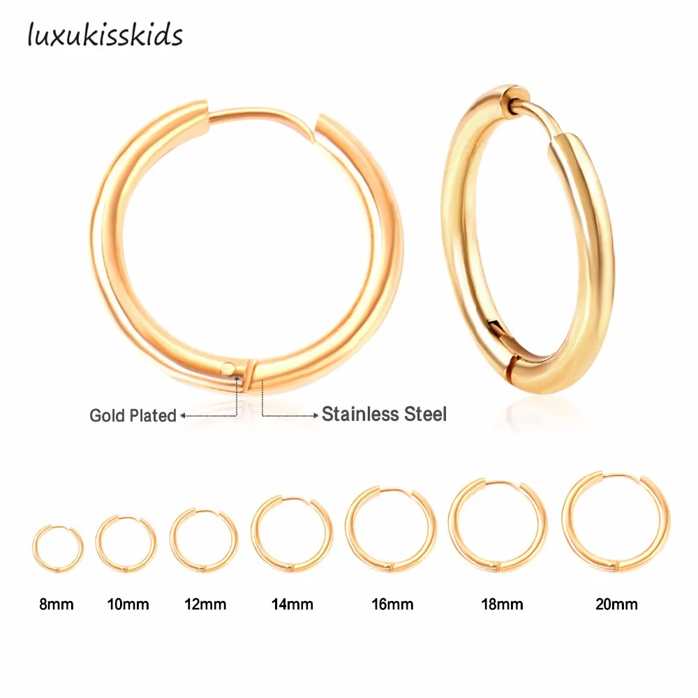 LUXUKISSKIDS Hoop Earrings 1pairs Anti Allergy For Woman/Men Huggie Round Aretes Small серьги Steel Circle Clips Korean