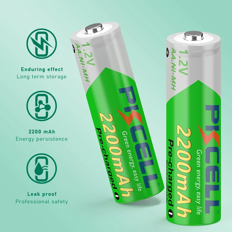 8PC PKCELL AA Battery 2200mah AA Rechargeable Battery 1.2v NI-MH Batteries and 2PC Battery Box for Mouse Remote Control Toys
