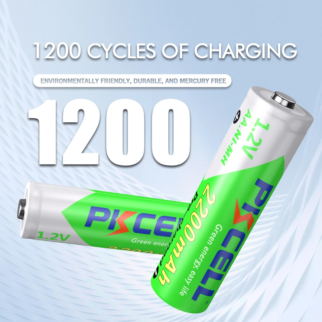 8PC PKCELL AA Battery 2200mah AA Rechargeable Battery 1.2v NI-MH Batteries and 2PC Battery Box for Mouse Remote Control Toys