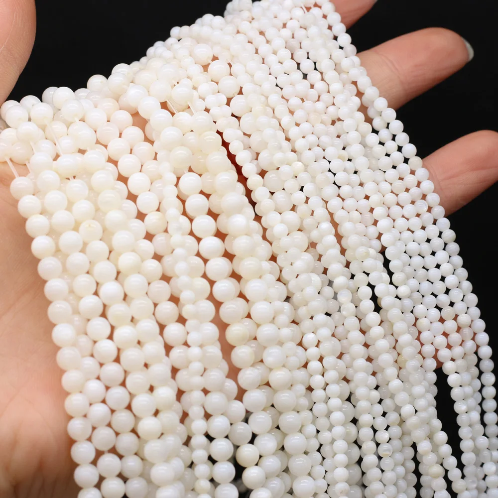 Natural White Mother Of Pearl Mop Shell Beads Round Shells Loose Beads For Jewelry Making DIY Bracelet Necklace Accessories 36cm