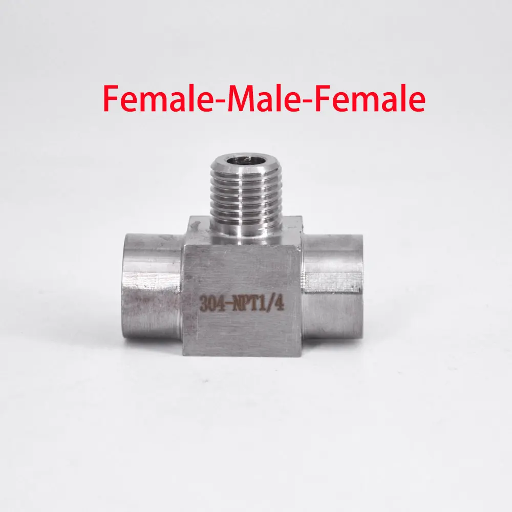 1/8" 1/4" 3/8" 1/2" BSP NPT Female Male Tee 3 Ways 304 Stainless Steel Pipe Fitting Connector Splitter Block High Pressure