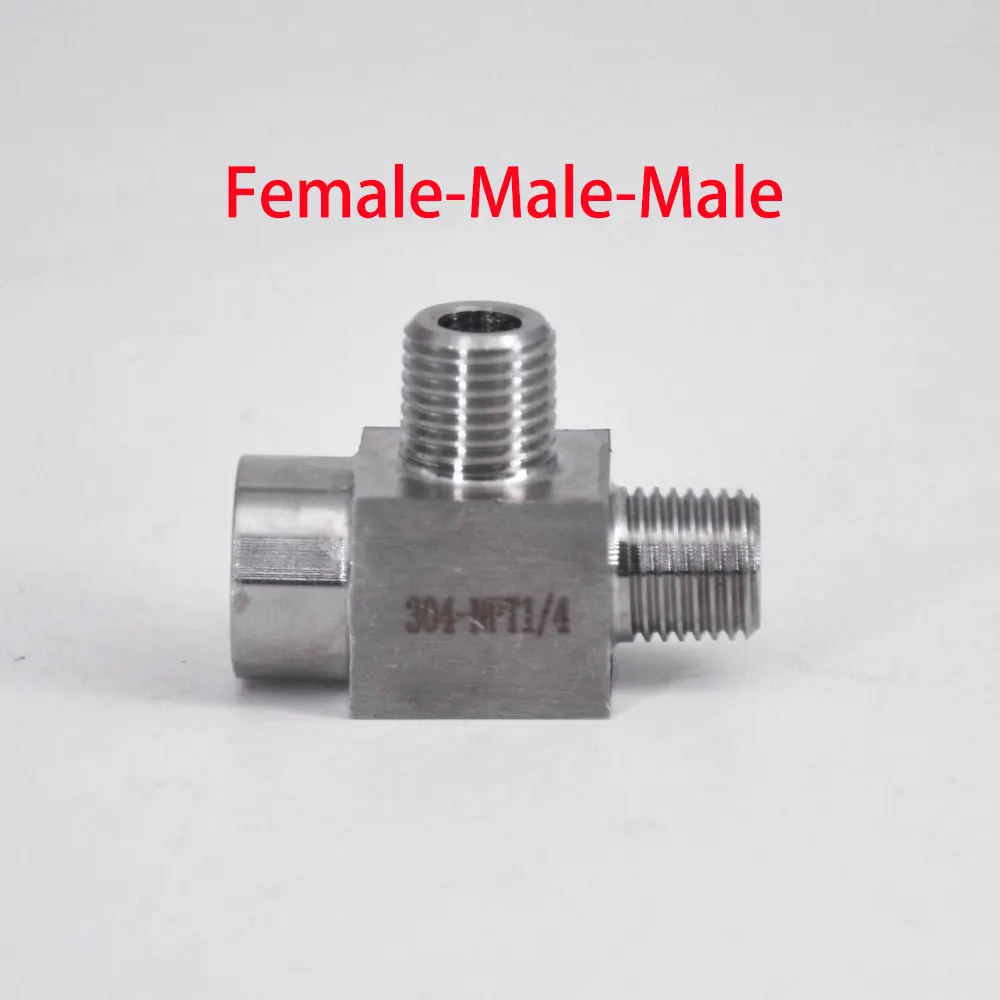 1/8" 1/4" 3/8" 1/2" BSP NPT Female Male Tee 3 Ways 304 Stainless Steel Pipe Fitting Connector Splitter Block High Pressure