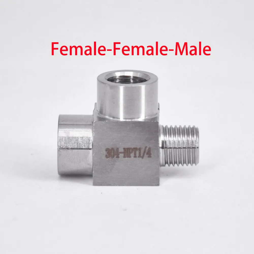 1/8" 1/4" 3/8" 1/2" BSP NPT Female Male Tee 3 Ways 304 Stainless Steel Pipe Fitting Connector Splitter Block High Pressure