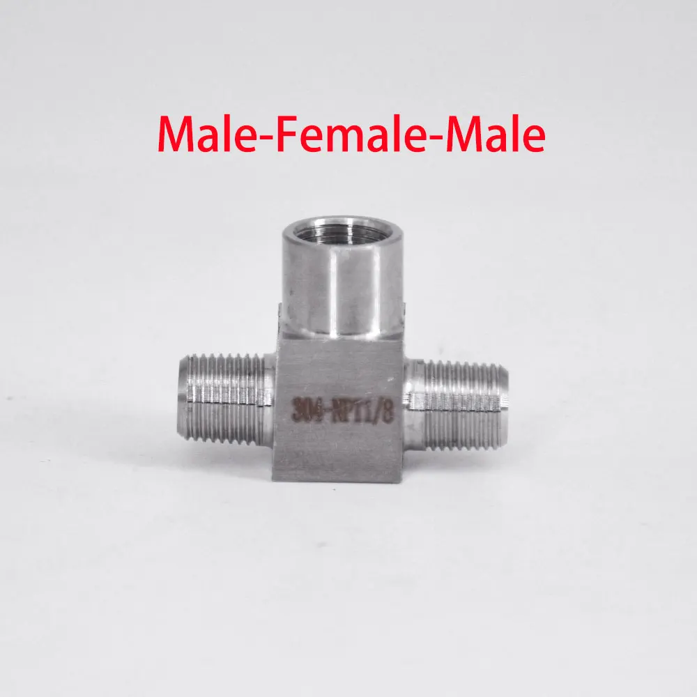 1/8" 1/4" 3/8" 1/2" BSP NPT Female Male Tee 3 Ways 304 Stainless Steel Pipe Fitting Connector Splitter Block High Pressure