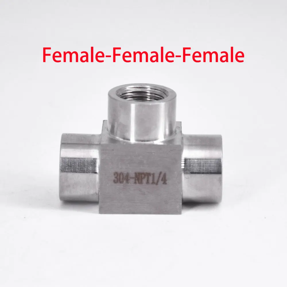 1/8" 1/4" 3/8" 1/2" BSP NPT Female Male Tee 3 Ways 304 Stainless Steel Pipe Fitting Connector Splitter Block High Pressure