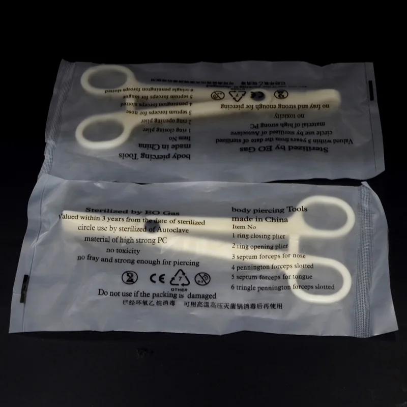 1PC Disposable Opening /Closing Clamp Pliers Sterilized By EO Gas PC Forceps Clamp Ear Nose Lip Belly Body Piercing Forcep Tools