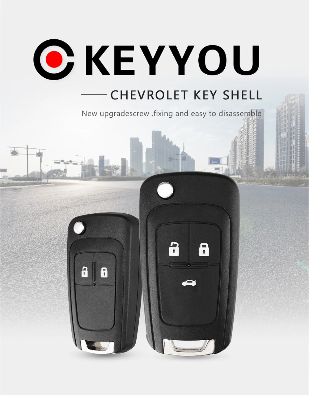 KEYYOU Flip Folding Remote Car Key Shell For Chevrolet Cruze Epica Lova Camaro Impala 2 3 4 5 Button HU100 Blade Replacement