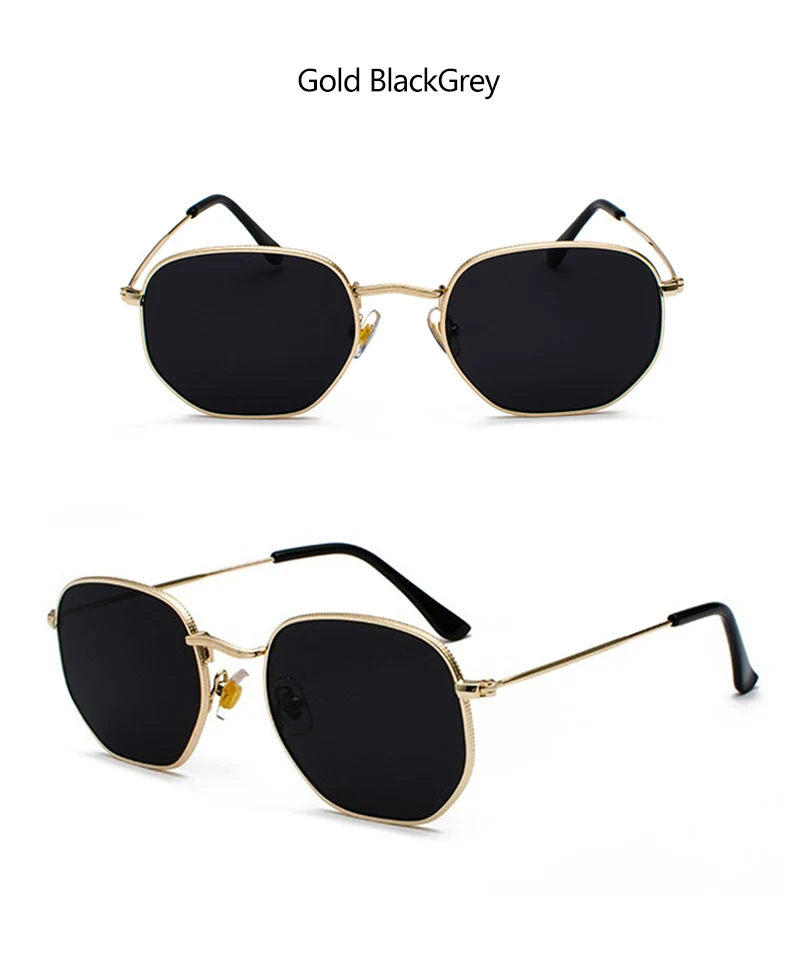 Hexagon Men Women Sunglasses Square Polygon Sun Glasses Brand Designer Retro Shades Metal Frame Eyewear TOP UV400 De Sol Hombre
